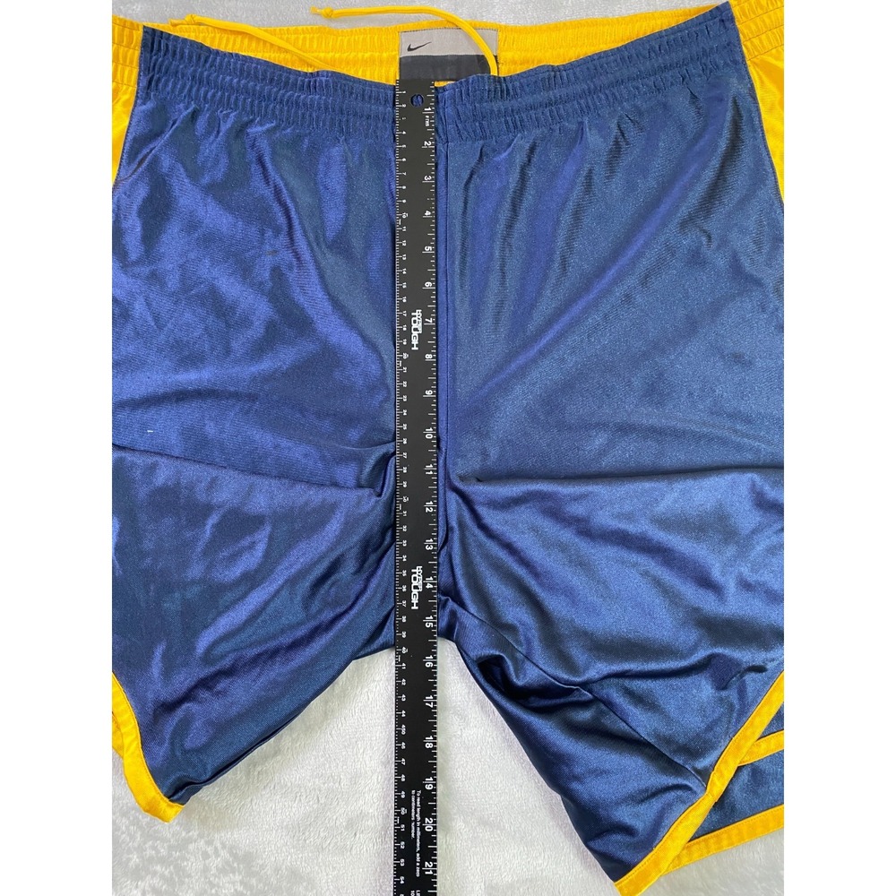 Nike Basketball Shorts Mens XL Navy Yellow Reversible Dazzle Mesh Athletic Retro - Picture 8 of 13